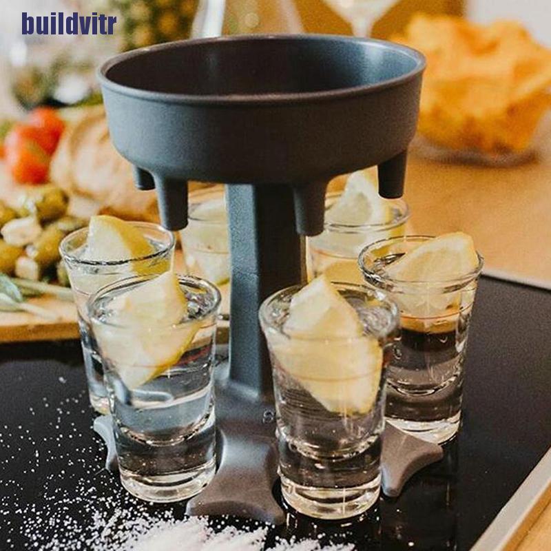 Giá đỡ bằng acrylic có phễu đổ nước/ rượu Whisky/ bia có 6 cốc nhỏ buildvitr