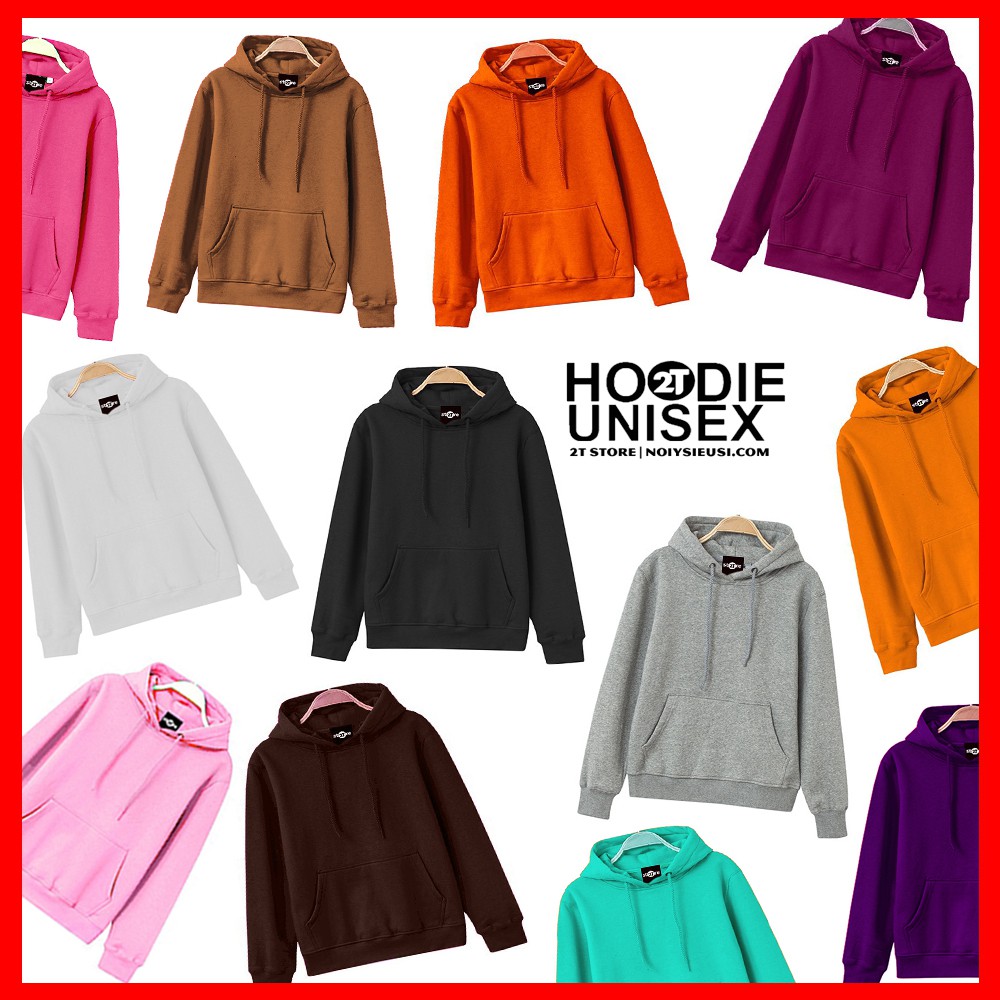 Áo Hoodie unisex 2T Store Bst màu sắc H13 đến H24 - Áo khoác nỉ chui đầu nữ nón 2 lớp dày dặn chất lượng đẹp thumbnail