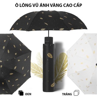 Ô (dù) họa tiết lông vũ gấp gọn (màu đen)