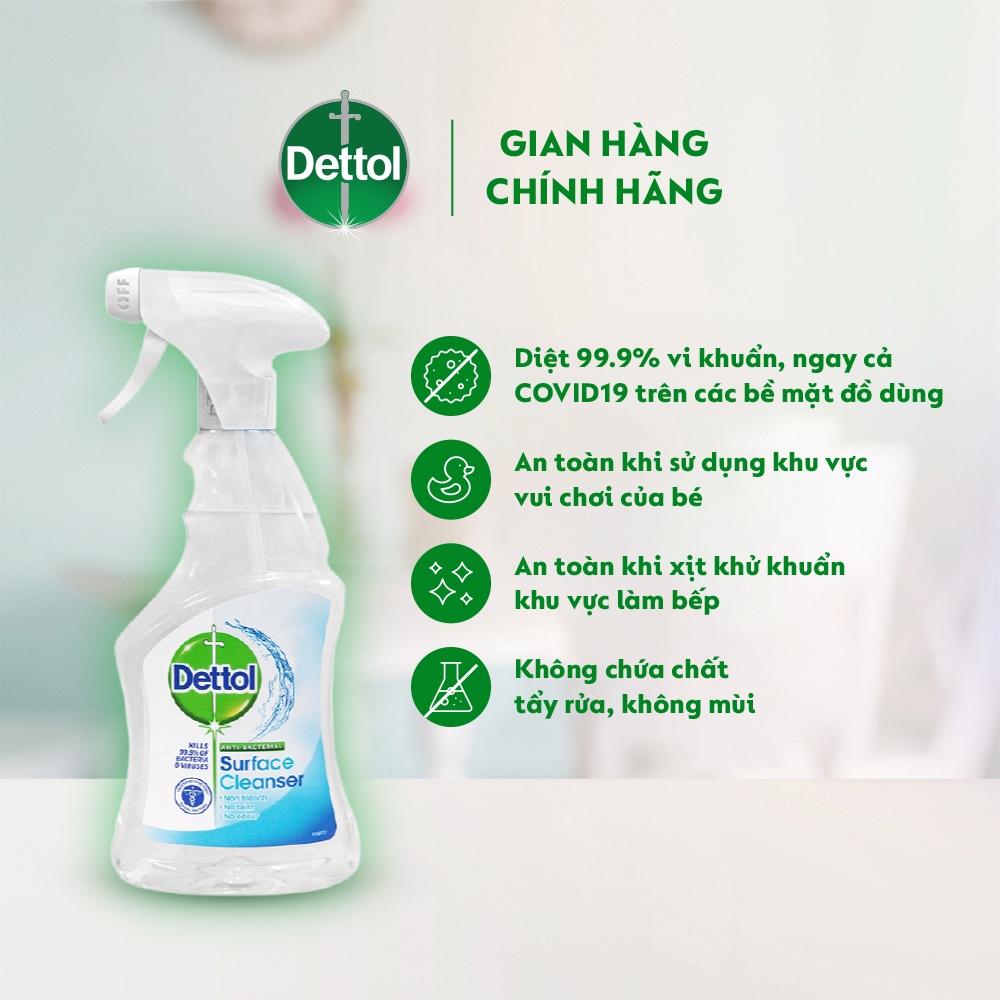 Combo 6 chai xịt bề mặt vệ sinh kháng khuẩn Dettol 500ml