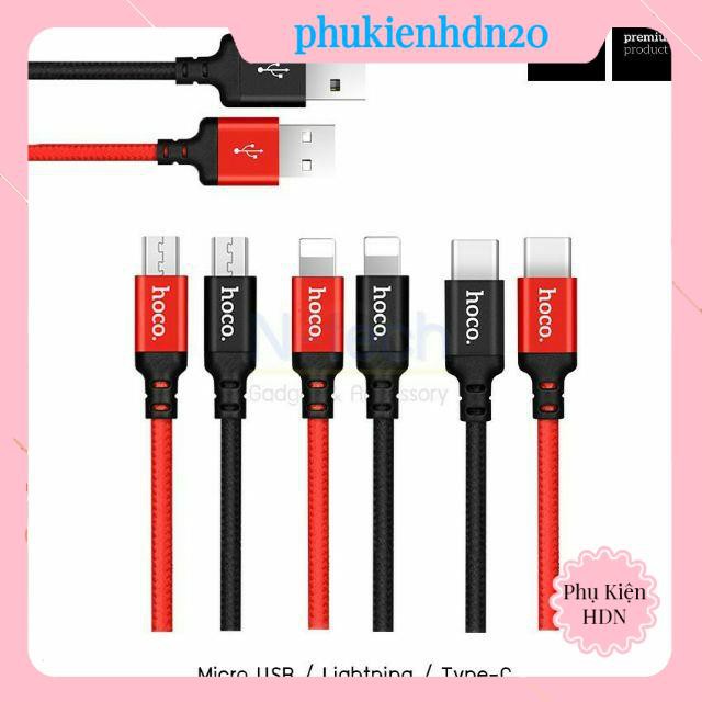 Cáp Sạc Nhanh Dây Dù Hoco X14 Iphone/Ipad/Androi/TypeC Chính Hãng 1M/2M