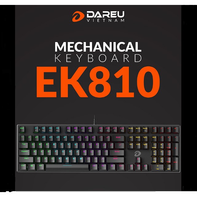 Bàn phím cơ Gaming DAREU EK810 - Queen/ Black (MULTI-LED, Blue/ Brown/ Red D switch) - Hàng chính hã