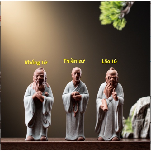TƯỢNG KHỔNG TỬ- LÃO TỬ VÀ THIỀN SƯ CỠ NHỎ- TƯỢNG GỐM TRANG TRÍ BÀN TRÀ TIỂU CẢNH PHỐI LŨA BONSAI