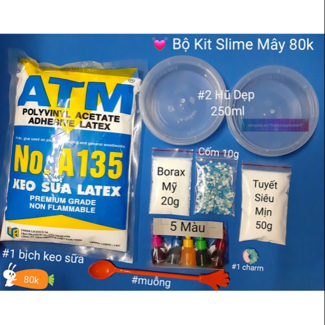 Bộ Kit Slime Mây - Cloudy Slime NGUYÊN LIỆU LÀM SLIME