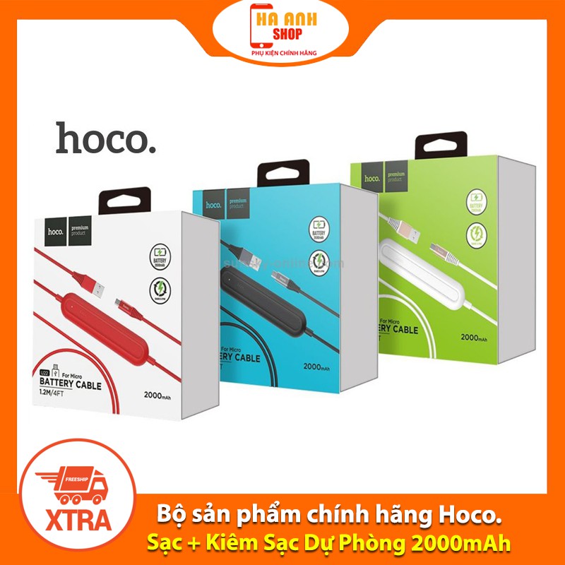 Cáp HOCO U22 chân Micro Kiêm Sạc Dự Phòng 2000mAh(Tặng mã Freeship Extra toàn quốc)