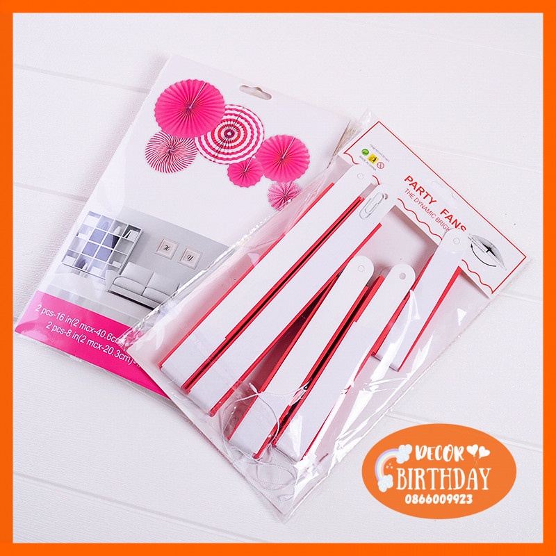 Bộ Quạt Giấy HOT SALE Trang Trí Sinh Nhật, Phòng Cưới, Tiệc Thôi Nôi, Hàng Đẹp Dày Dặn, Nhiều Mẫu