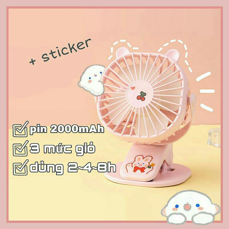 Quạt mini kẹp bàn pin sạc tích điện cho dân văn phòng, xe đẩy em bé | BigBuy360 - bigbuy360.vn