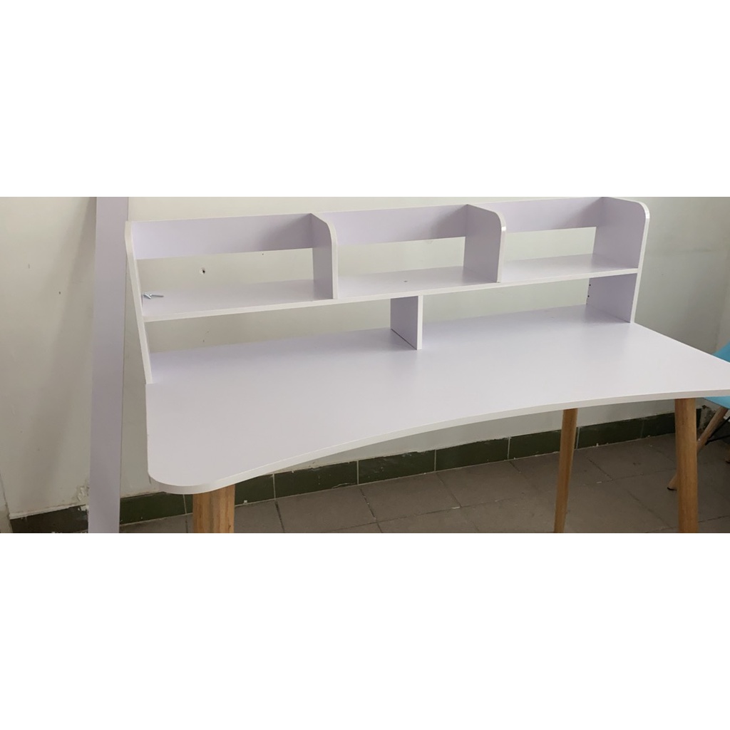 Bàn Làm Việc IGA Có Kệ Sách Gỗ MDF Màu Trắng-Vân Gỗ - GP197