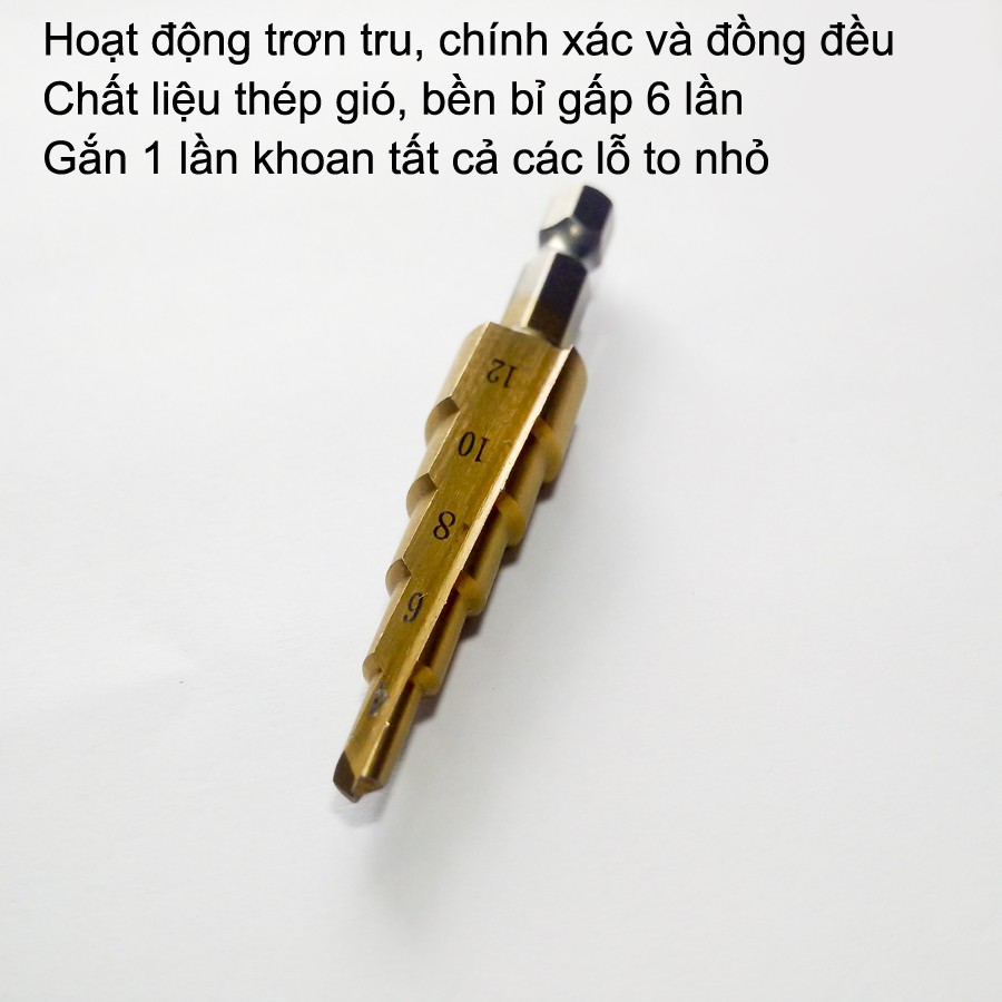 Mũi Khoan Sắt Thép Hình Nón SIZE 4-12mm, Thép gió siêu cứng bền bỉ