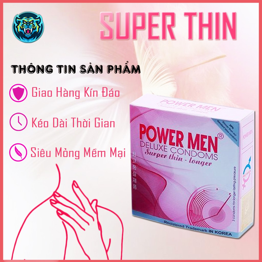 Bao Cao Su Powermen SIÊU MỎNG, ÔM SÁT KÉO DÀI THỜI GIAN QUAN HỆ hộp 3 chiếc (có giấy phép chứng nhận của BỘ Y TẾ)