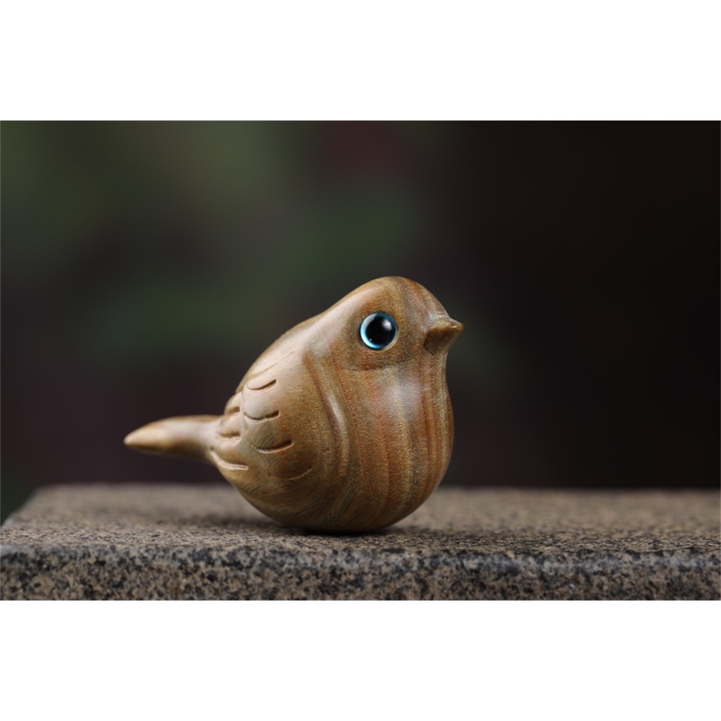 Chú Chim Nhỏ Bằng Gỗ Đàn Hương Chạm Khắc Thủ Công Kích Thước 7X3.8Cm