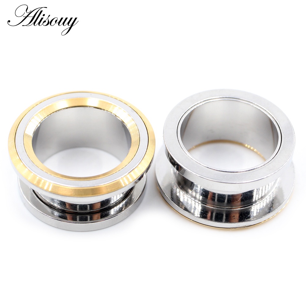 Set 2 Khuyên Nong Tai Tròn 6-25mm Bằng Thép Không Gỉ Cá Tính