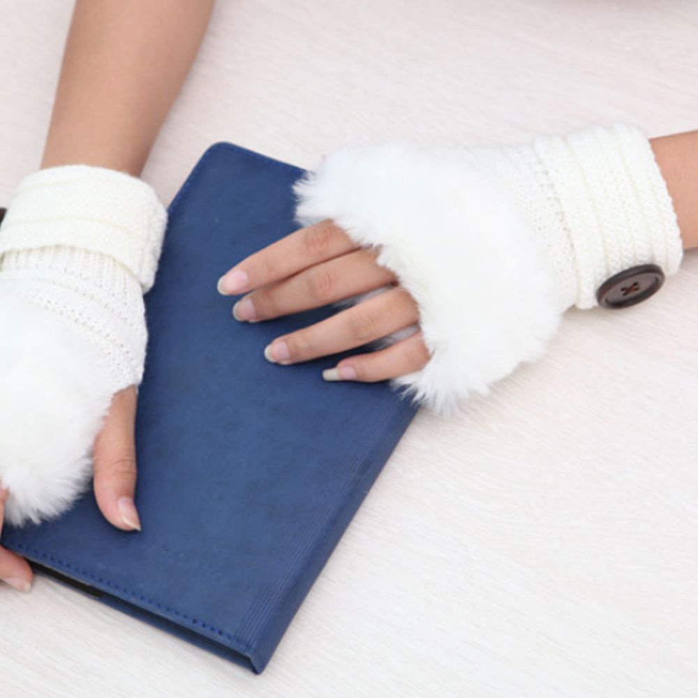 Găng tay len hở ngón màu cà phê/đen thời trang thu đông cho nữ