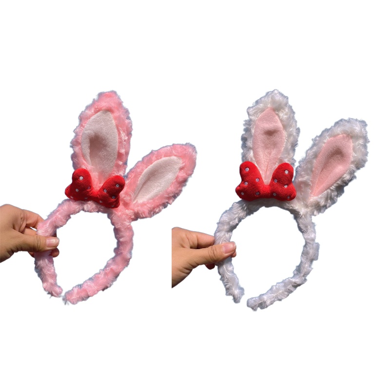 Băng Đô Tai Thỏ Hoạt Hình Thắt Nơ Xinh Xắn Dành Cho Nữ