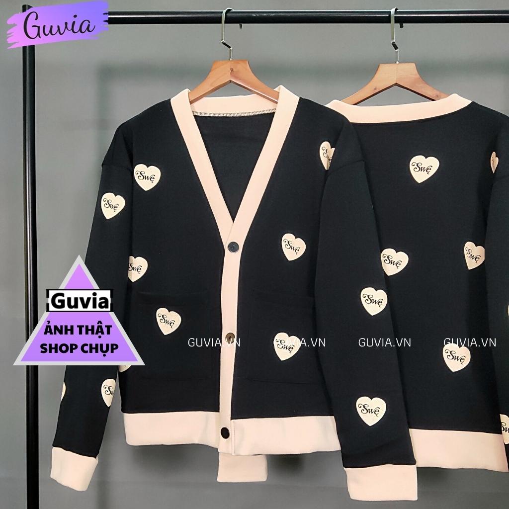 Áo khoác nỉ Cardigan SWE Ulzzang form rộng Unisex bông 2 lớp Guvia