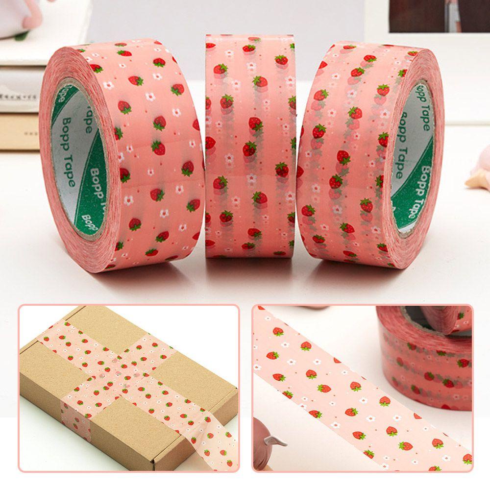 Cuộn Băng Keo Dán Gói Quà In Họa Tiết Trái Dâu