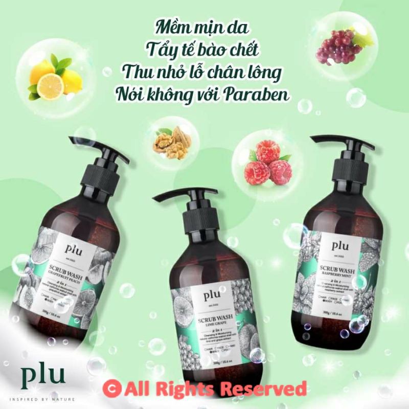 (XẢ KHO) (DATE 04-2023) SỮA TẮM TẨY DA CHẾT, SẠCH MỤN TOÀN THÂN PLU DAILY SCRUB WASH 520ml