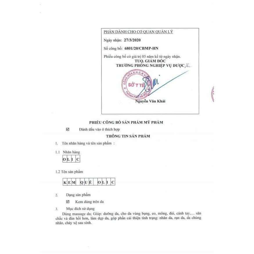 Kem bơ Olic chính hãng cho làn da mềm mịn k tì vết