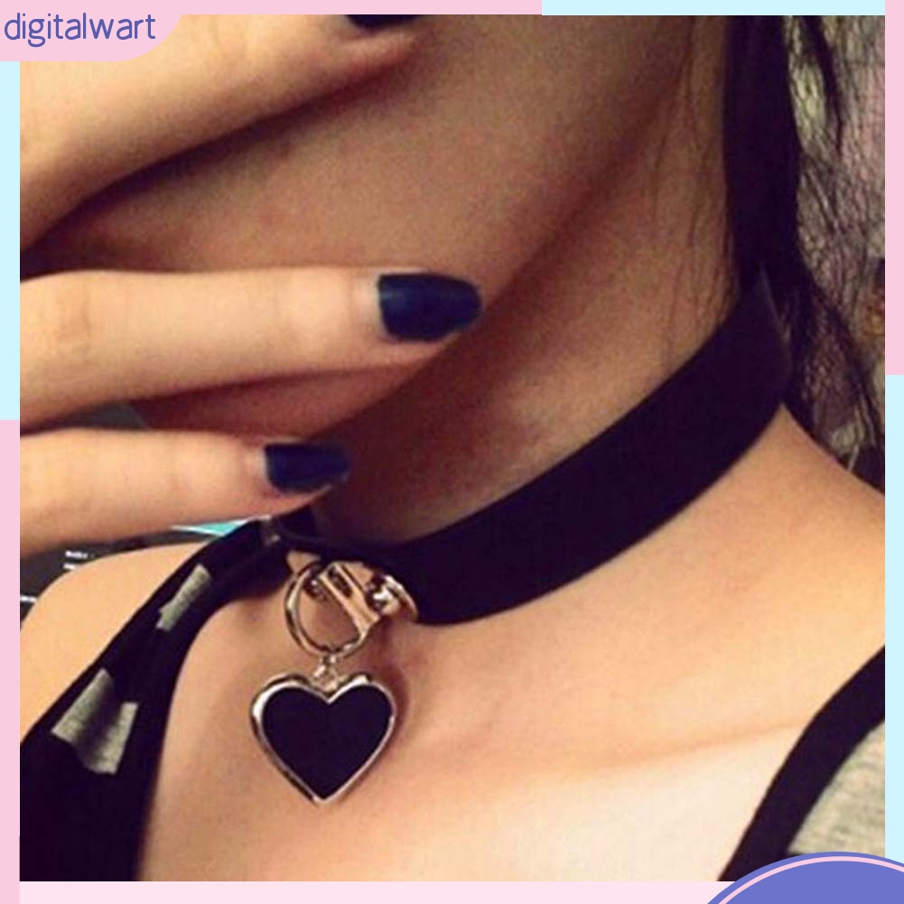 Vòng Cổ Choker Giả Da Nhiều Màu Mặt Trái Tim Độc Đáo