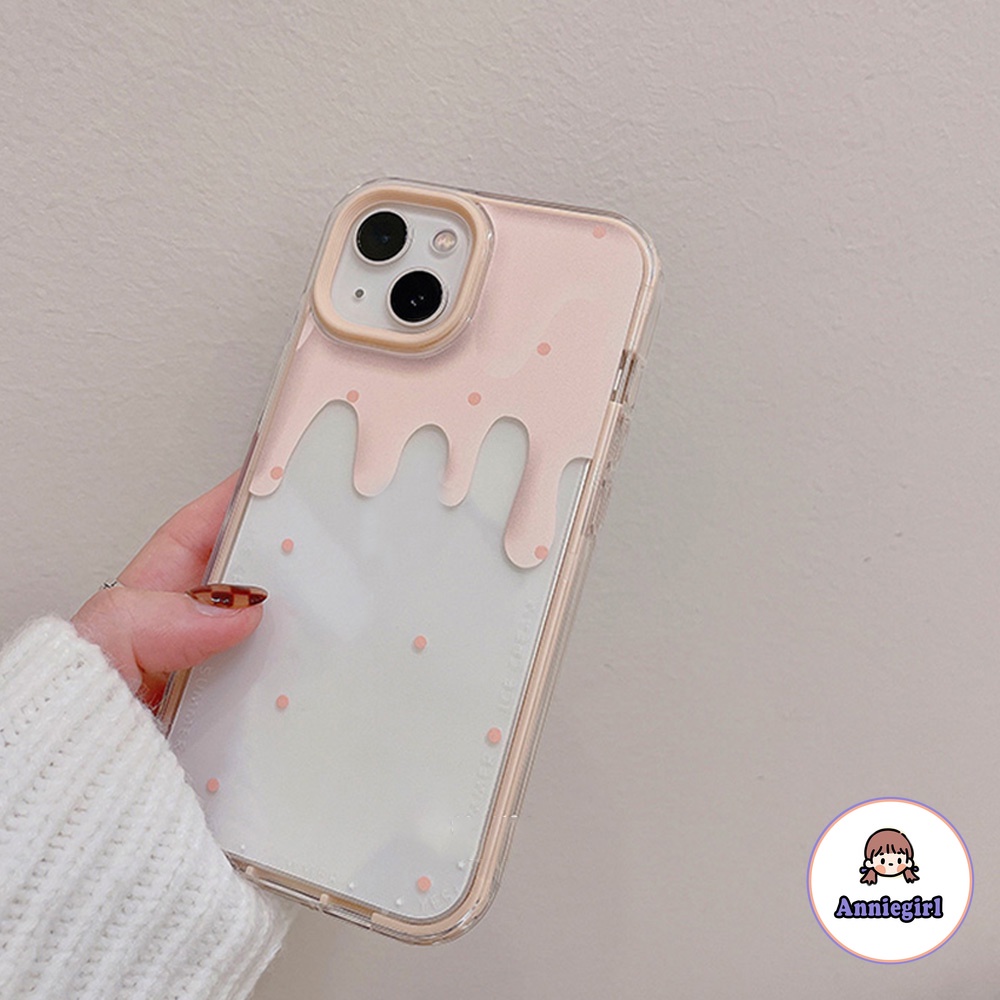 Ốp điện thoại TPU mỏng chống sốc mềm họa tiết kem hồng tan chảy thích hợp cho iPhone 14 13 12 11 Pro Max X Xs Max XR 8 7 Plus