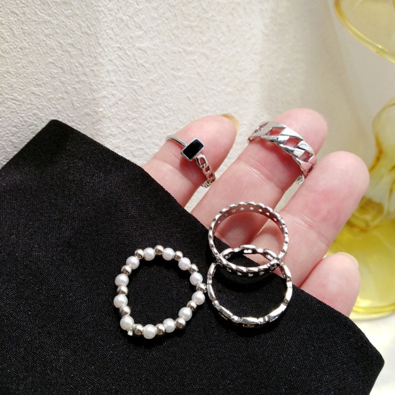 Set 5 Nhẫn Đeo Khớp Ngón Tay Phong Cách Vintage Cho Nữ
