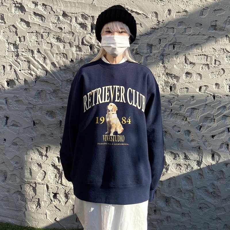 Áo Sweater Dáng Rộng In Chữ Phong Cách Hàn Quốc Năng Động ulzzang Unisex