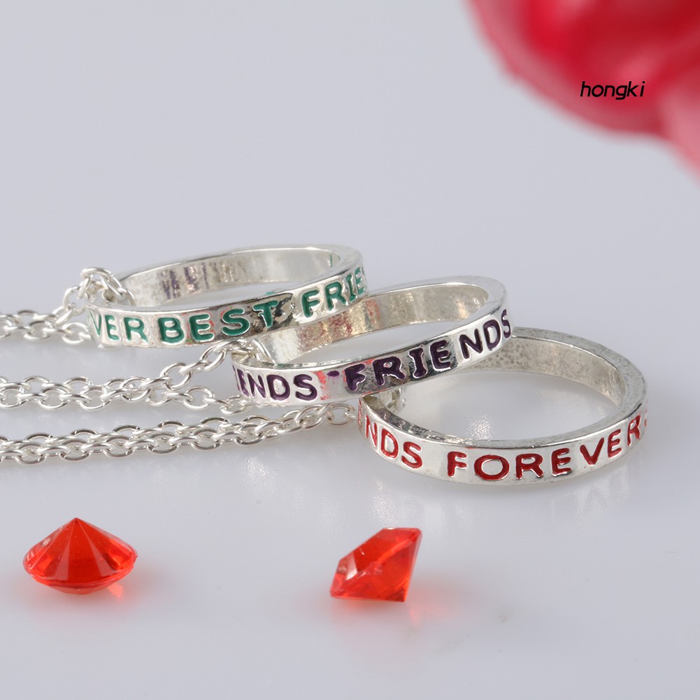 Set 3 Vòng Cổ Mặt Nhẫn Khắc Chữ Best Friend Đơn Giản Thời Trang Cho Nữ
