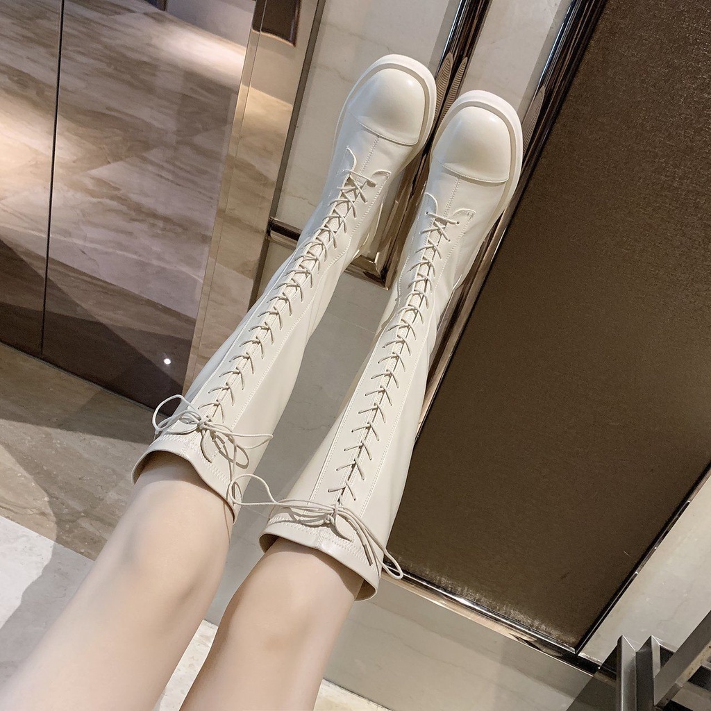 Giày boot da mỏng mềm cao cấp phong cách Hàn Quốc thời trang xuân thu cho nữ boot cao cổ，boot 35cm，boot đùi，boot nữ，bot nữ cao cổ，boot chiến binh，boot lưới cao cổ，giày boot lolita