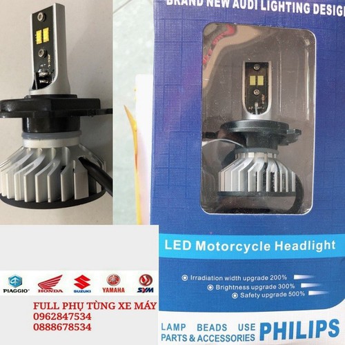 Đèn pha led 4 tim Philip 60W siêu sáng dùng điện máy và điện bình xe máy ô tô - Vindecal BD