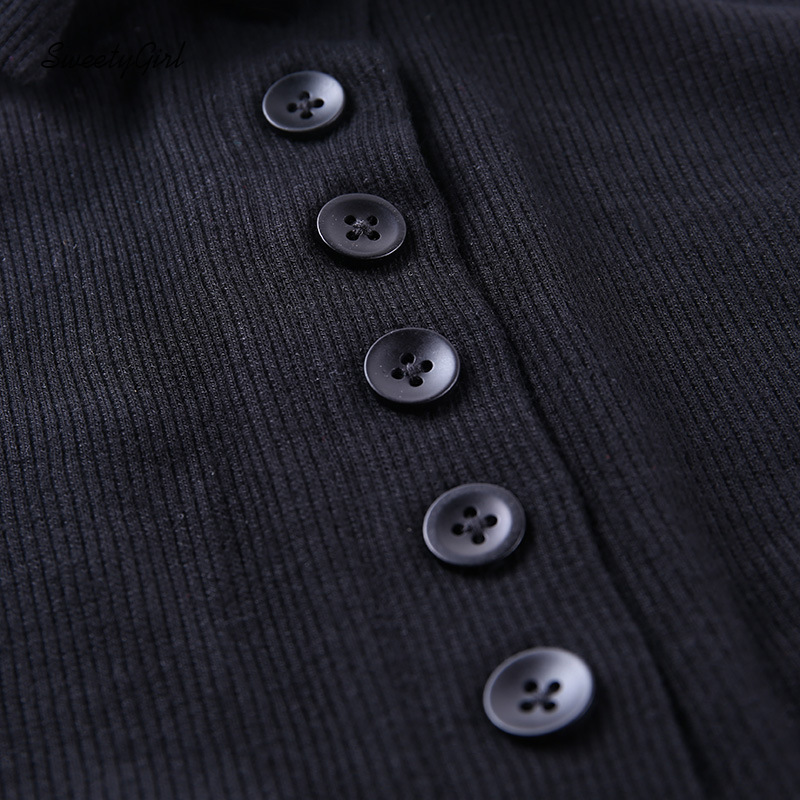 Áo croptop sát nách màu trơn cổ bẻ cài nút thời trang cho nữ