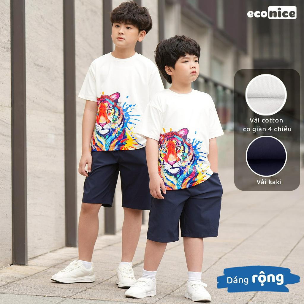 Đồ bộ quần áo thun cotton cho bé trai mặc mùa hè Econice E. Size đại trẻ em 2, 3, 4, 5, 6, 7, 8, 9, 10, 12 tuổi