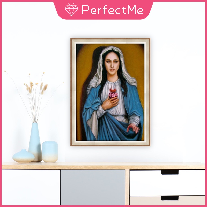 Tranh Đính Đá 5D Tự Làm Hình Đức Mẹ 30x40cm Trang Trí Nhà Cửa