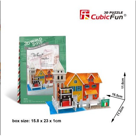 Mô hình giấy 3D CubicFun - Bộ nhà truyền thống Ý - Wharf-W3114h