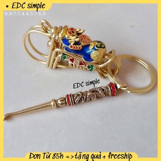 Móc khoá phong thuỷ tỳ hưu vàng ngậm ngọc cao cấp