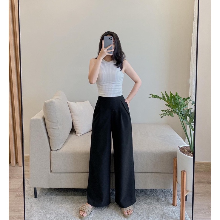 QUẦN ỐNG RỘNG  - Quần dài ống rộng cạp cao