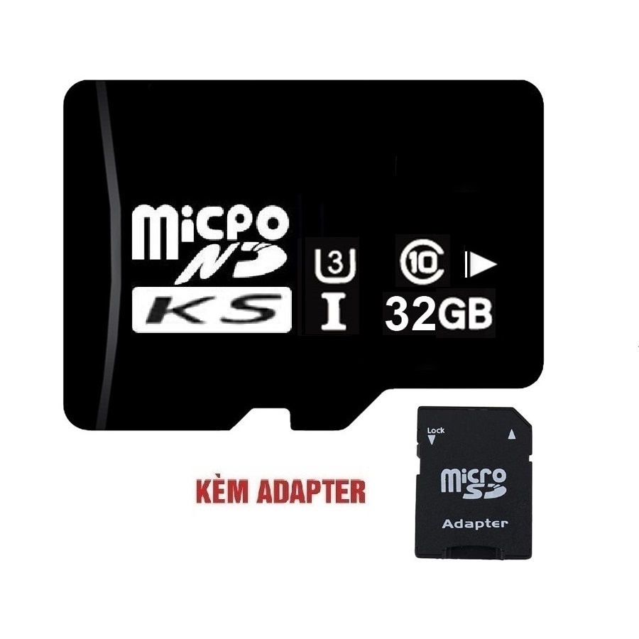 Thẻ nhớ đen MicroSD 64Gb/32G Class 10 U3 –chuyên cho CAMERA, Điện thoại, Loa đài, Máy ảnh