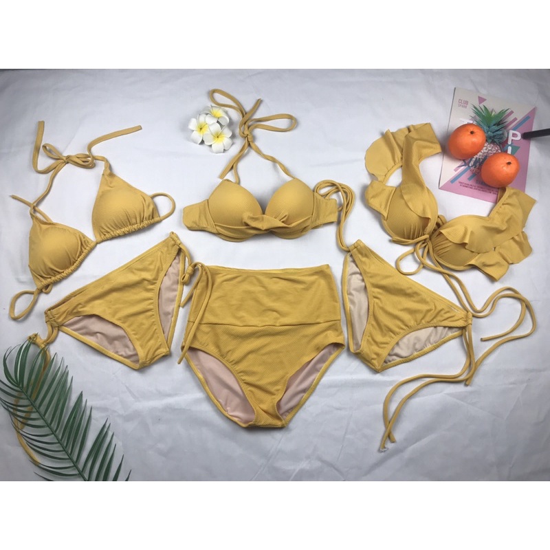Bộ bơi bikini 2 mảnh thun gân vàng dễ thương