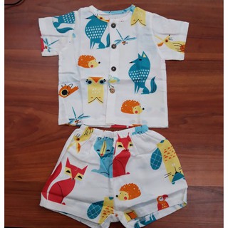 Bộ quần áo trẻ em cộc tay vải Xô Noubaby Cúc Giữa