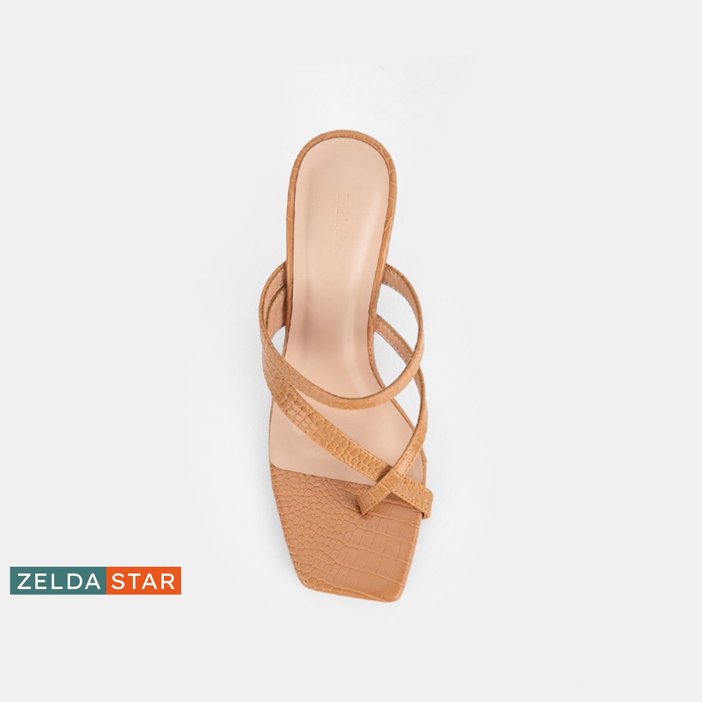 Guốc Zelda Star mũi vuông gót cao 7cm quai mảnh phối chéo - GN010820