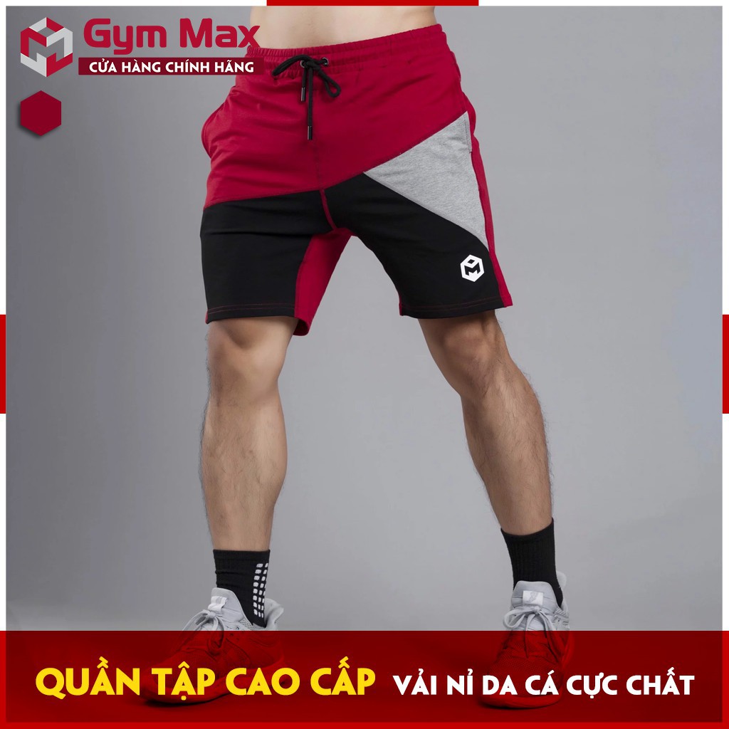 Quần short cao cấp Gymmax vải nỉ da cá phối màu - Gymmax C0701