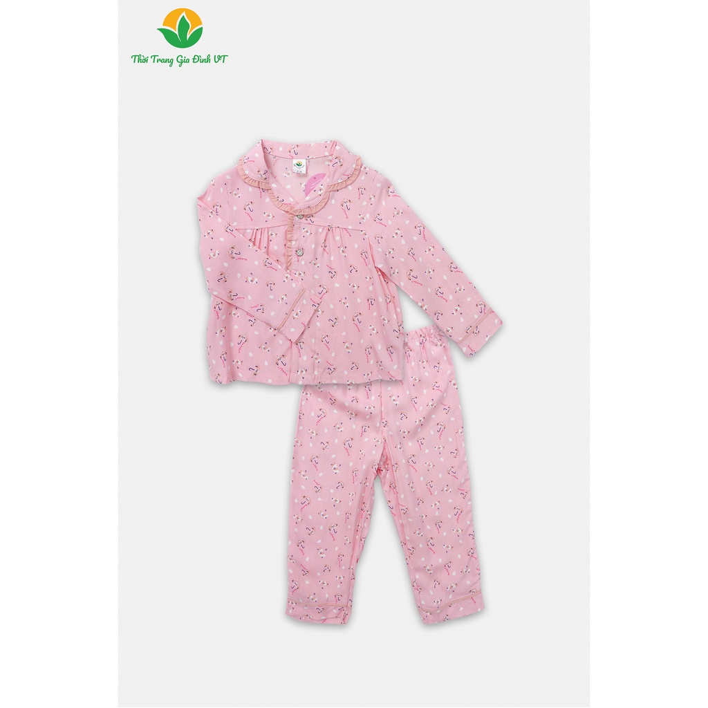 Bộ lanh bé gái Việt Thắng quần dài, áo dài tay Pijama bèo - B70.2210