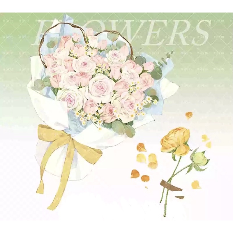 (Chiết theo chu kỳ) Băng dính washi tape các bó hoa đáng yêu