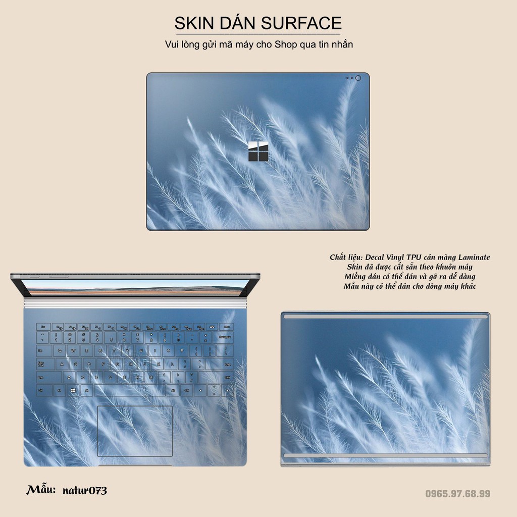 Miếng dán Skin bảo vệ mặt lưng Surface Pro 2/ Pro 3/ Pro 4/ Pro 5/ Pro 6/Pro 7/Pro X / Surface Go /Book in hình sưu tầm