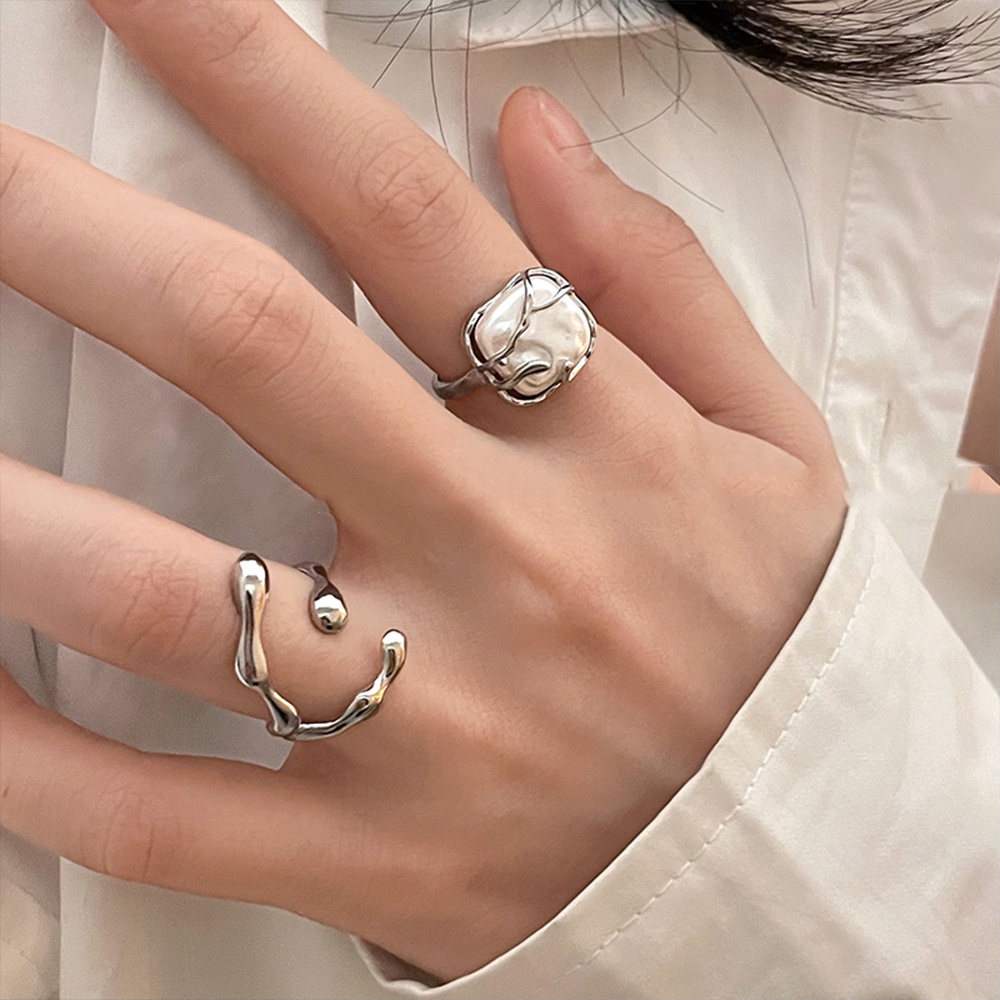 IF YOU Bộ nhẫn   màu bạc kiểu tdáng đa dạng phong cách Hàn Quốc xinh xắn cho nữ