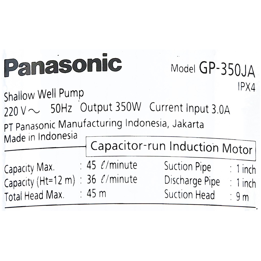 [Hàng chính hãng] Máy Bơm Nước Đẩy Cao 350W PANASONIC GP-350JA-SV5 - Động cơ lõi đồng 100%