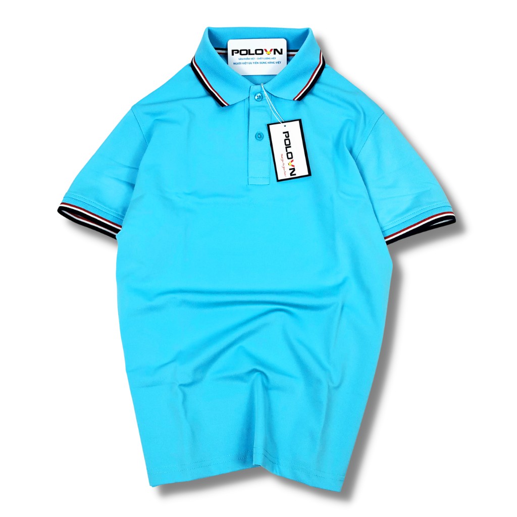 Áo thun Polo nam cổ bẻ Basic màu Xanh Thiên Thanh Phối Viền , vải cá sấu - không xù lông, không ra màu, thấm hút mồ hôi | BigBuy360 - bigbuy360.vn