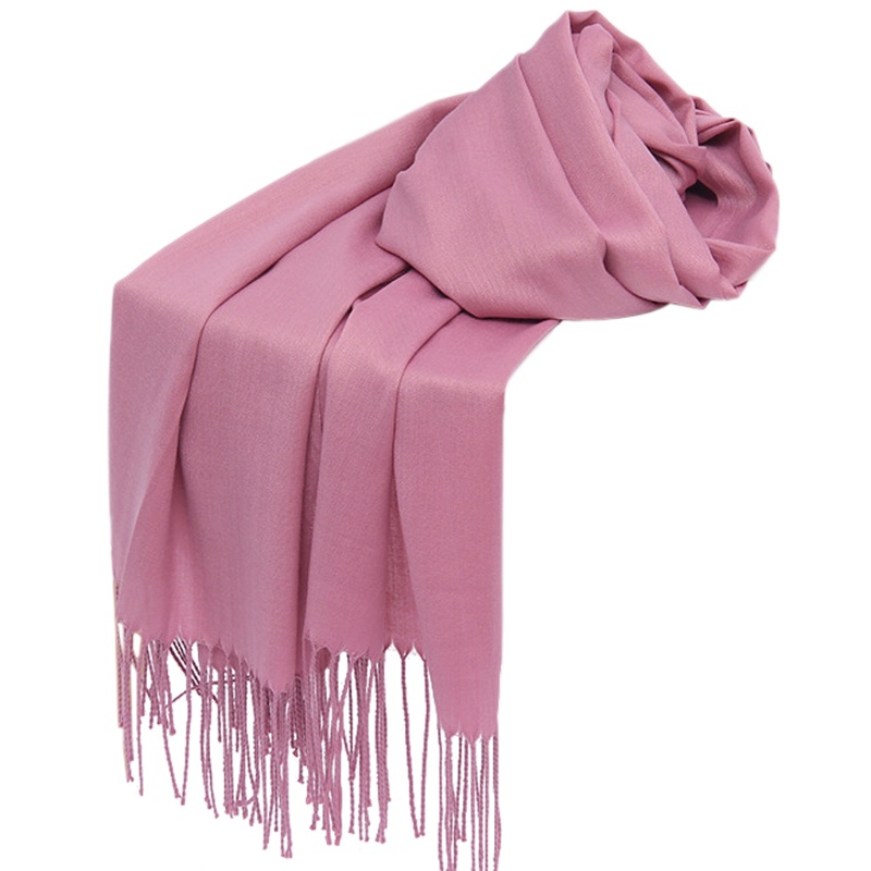 Youyo Khăn Choàng Dài Tua Rua Màu Trơn Mùa Thu Đông Cho Nữ