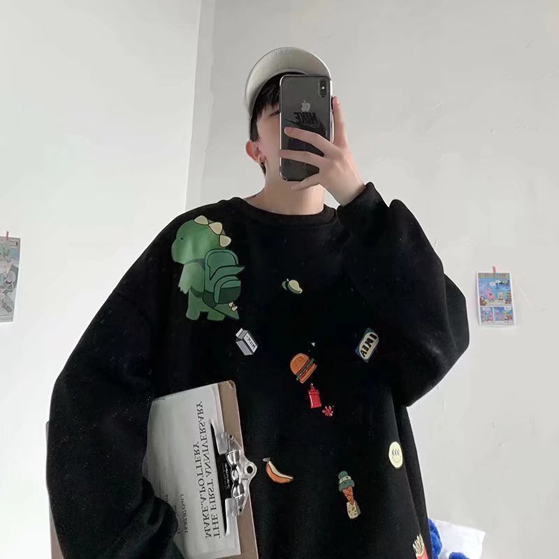 Áo len nỉ tay dài phong cách hiphop dáng rộng M-5XL thời trang Thu Đông cho mọi giới tính