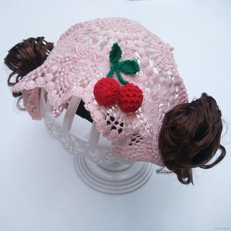 Băng đô phối tóc giả đính hoa/ quả cherry phong cách công chúa xinh xắn cho bé gái