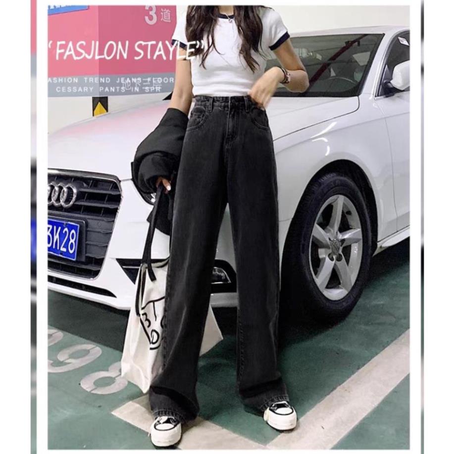 Quần jean bò ống rộng suông xuông nữ jeans cạp cao phong cách Hàn Quốc sành điệu style 2022 SKShop22 | BigBuy360 - bigbuy360.vn